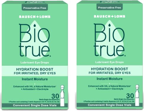 قطرات Biotrue Hydration Boost للعيون المتهيجة والجافة في قوارير جرعة واحدة من Bausch + Lomb، رطوبة فورية، خالية من المواد الحافظة، درجة حموضة متوازنة، مستوحاة بشكل طبيعي، 30 قطعة (عبوة من قطعتين) in Kuwait
