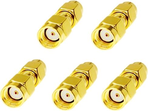 Gold Tone RP SMA Male to RP S M A Male Plug Connector RF Coaxial Adapter Gold-Plated Converter 5Pcs in Kuwait