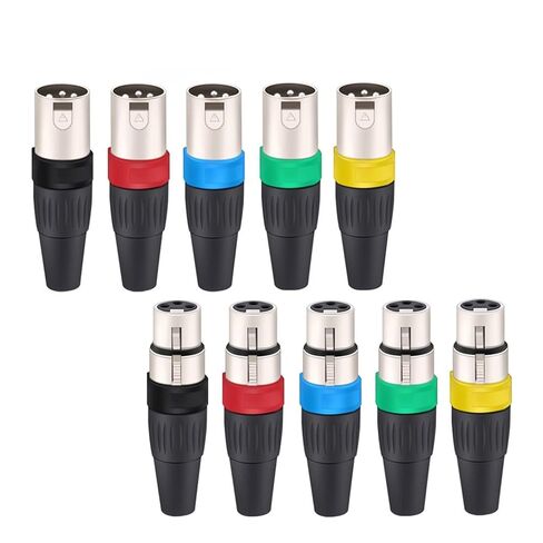 3-Pin X L R Male Plug Female Jack Cable Connector Metal Housing with Adapter for Mic Mixer Recording Studio 10Pcs(10xD1035M-Green) in Kuwait