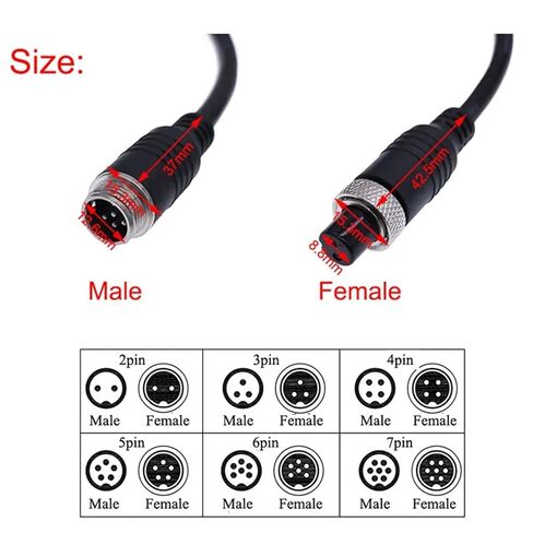 Luchtvaart Mannelijke/Vrouwelijke Verlengen Kabel M12 Video En Audio Connector Voor CCTV Camera 1Pcs(3Pin Female Female) in Saudi Arabia