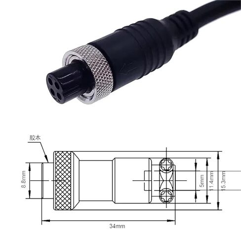 Luchtvaart Mannelijke/Vrouwelijke Verlengen Kabel M12 Video En Audio Connector Voor CCTV Camera 1Pcs(3Pin Female Female) in Saudi Arabia