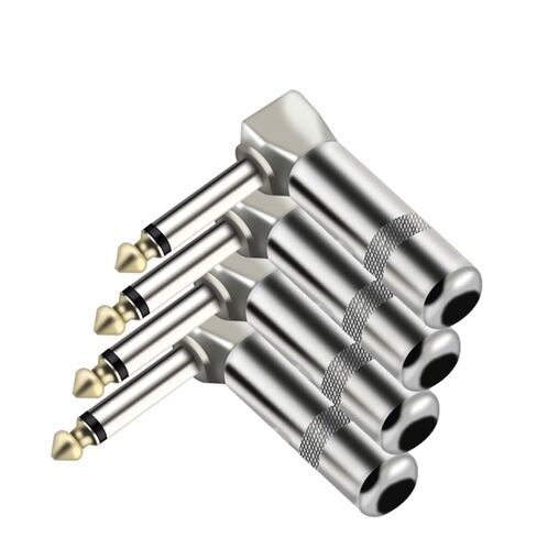 10PCS 6.35MM Jack Right Angle Wire Connector 4 Corners 2 Poles 6.35MM Mono Male Plug Microphone Connector(TC092 with Tail) in Saudi Arabia