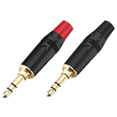 2PCS 3 Poles Stereo 3.5MM Jack Male Plug Connector Soldering Wire Connector 3 Pin 3.5MM Plug Headset Earphone DIY(1xBlack 1xRed) in Saudi Arabia