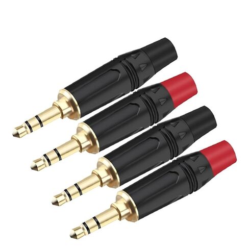 2PCS 3 Poles Stereo 3.5MM Jack Male Plug Connector Soldering Wire Connector 3 Pin 3.5MM Plug Headset Earphone DIY(1xBlack 1xRed) in Saudi Arabia