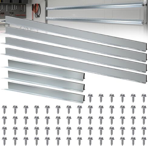 16FT Garage Door Strut, 4 PC 4 FT Garage Door Hurricane Brace Kit with 3 PC 2 FT Garage Door Reinforcement Connector & 58 Mounting Screws, Pre-drilled Universal Brackets for DIY in Saudi Arabia