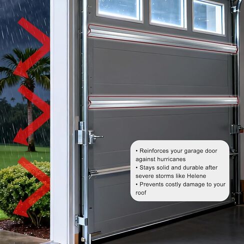 16FT Garage Door Strut, 4 PC 4 FT Garage Door Hurricane Brace Kit with 3 PC 2 FT Garage Door Reinforcement Connector & 58 Mounting Screws, Pre-drilled Universal Brackets for DIY in Saudi Arabia