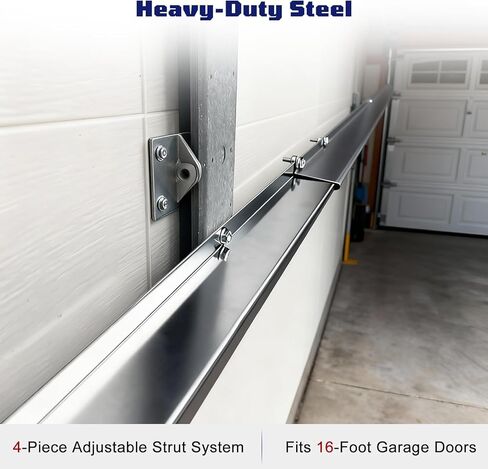 16FT Garage Door Strut, 4 PC 4 FT Garage Door Hurricane Brace Kit with 3 PC 2 FT Garage Door Reinforcement Connector & 58 Mounting Screws, Pre-drilled Universal Brackets for DIY in Saudi Arabia