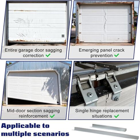 16FT Garage Door Strut, 4 PC 4 FT Garage Door Hurricane Brace Kit with 3 PC 2 FT Garage Door Reinforcement Connector & 58 Mounting Screws, Pre-drilled Universal Brackets for DIY in Saudi Arabia