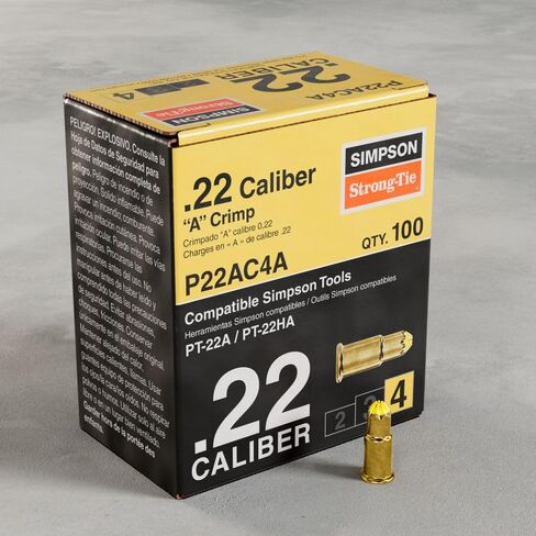Simpson Strong-Tie P22AC4A P22AC 0.22-Caliber “A" Single-Shot Crimp Loads, LVL 4, Yellow - Imported (100-Qty) in Saudi Arabia
