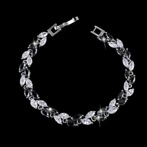 Sparkling White Cubic Zirconia Colorful Leaf Women Link Chain Bracelets Bangles in Saudi Arabia
