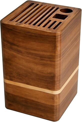 Acacia Wood Universal Knife Block, Countertop Knife Holder Organizer with Scissors & Sharpening Rod Slots, Space Saving Storage without Knives in Saudi Arabia