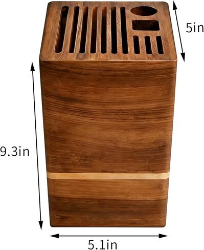 Acacia Wood Universal Knife Block, Countertop Knife Holder Organizer with Scissors & Sharpening Rod Slots, Space Saving Storage without Knives in Saudi Arabia