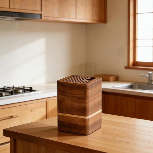 Acacia Wood Universal Knife Block, Countertop Knife Holder Organizer with Scissors & Sharpening Rod Slots, Space Saving Storage without Knives in Saudi Arabia