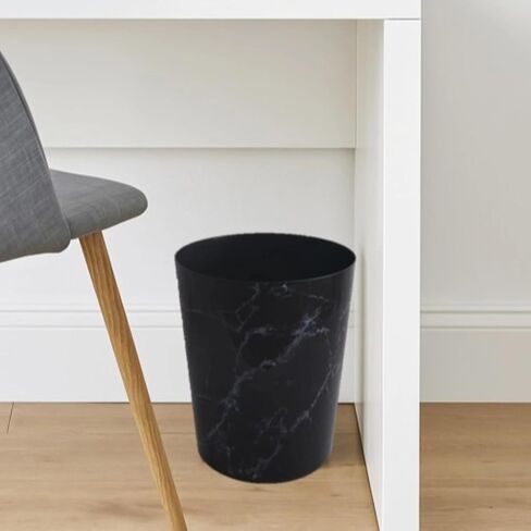Bathroom Trash Can, 5 Gallon Marble Plastic Garbage Bucket Bin with No Lid, Black in Saudi Arabia