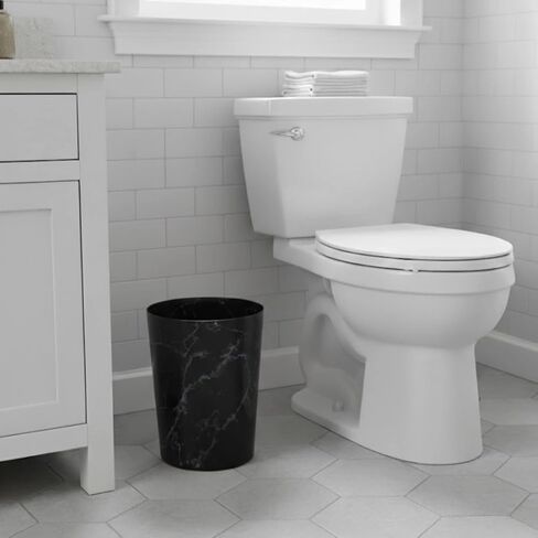 Bathroom Trash Can, 5 Gallon Marble Plastic Garbage Bucket Bin with No Lid, Black in Saudi Arabia
