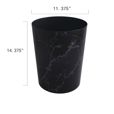 Bathroom Trash Can, 5 Gallon Marble Plastic Garbage Bucket Bin with No Lid, Black in Saudi Arabia