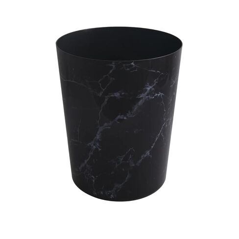 Bathroom Trash Can, 5 Gallon Marble Plastic Garbage Bucket Bin with No Lid, Black in Saudi Arabia