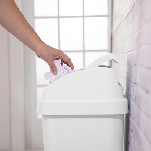 13 Gallon Kitchen Trash Can, White Plastic Garbage Bin with Swing Top Lid - Space-Saving Square Design for Kitchen, Garage, Office, Fits Standard Liners in Saudi Arabia
