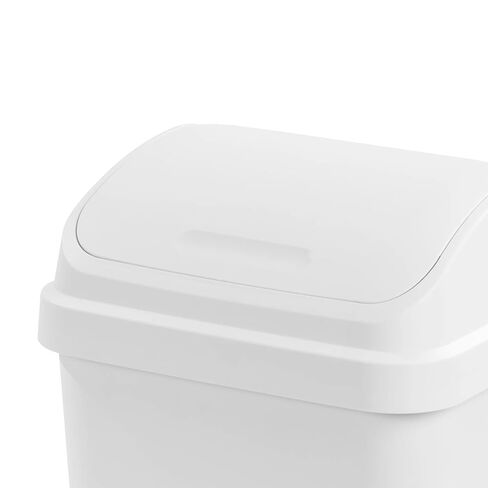 13 Gallon Kitchen Trash Can, White Plastic Garbage Bin with Swing Top Lid - Space-Saving Square Design for Kitchen, Garage, Office, Fits Standard Liners in Saudi Arabia