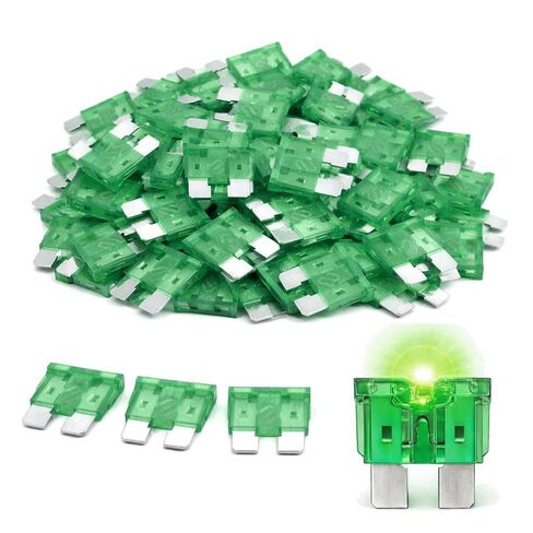 MGI SpeedWare 100 حزمة من الصمامات الذكية المتوهجة LED القياسية - صمامات السيارات ATC/ATO مع مؤشر الصمامات المنفوخة للسيارات والشاحنات والبحرية وأنظمة RV 12 فولت (30 أمبير) in Kuwait