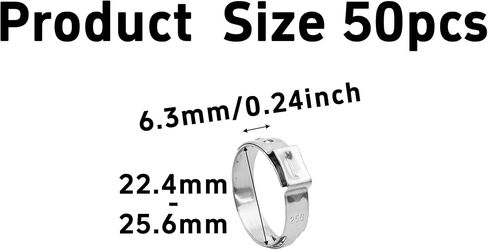 50PCS 1 Inch PEX Cinch Clamps, 304 Stainless Steel Crimp Rings for PEX Pipe Tubing Connections, Pinch Clamp Fittings for Plumbing Systems (22.4mm-25.6mm) in Saudi Arabia