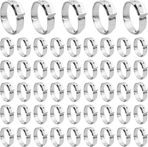 50PCS 1 Inch PEX Cinch Clamps, 304 Stainless Steel Crimp Rings for PEX Pipe Tubing Connections, Pinch Clamp Fittings for Plumbing Systems (22.4mm-25.6mm) in Saudi Arabia