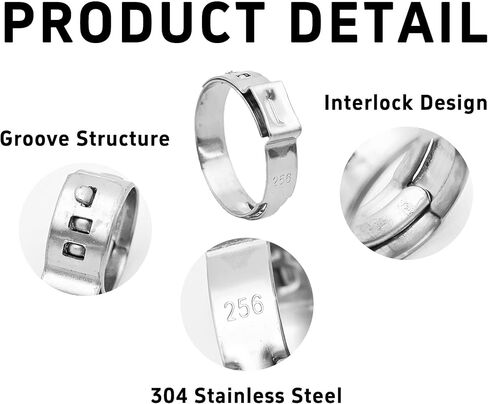 50PCS 1 Inch PEX Cinch Clamps, 304 Stainless Steel Crimp Rings for PEX Pipe Tubing Connections, Pinch Clamp Fittings for Plumbing Systems (22.4mm-25.6mm) in Saudi Arabia