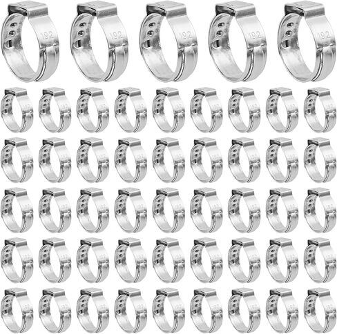 50PCS 1 Inch PEX Cinch Clamps, 304 Stainless Steel Crimp Rings for PEX Pipe Tubing Connections, Pinch Clamp Fittings for Plumbing Systems (22.4mm-25.6mm) in Saudi Arabia
