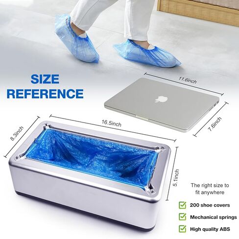 Shoe Cover Dispenser Containing 200pcs Shoe Covers Disposable Non Slip High Quality Automatic Shoe Cover Machine with Disposable Shoe Covers for Indoors for Most Occasion and Shoes Size in Saudi Arabia