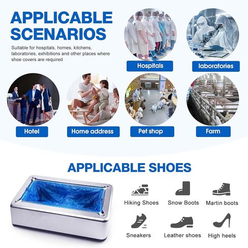 Shoe Cover Dispenser Containing 200pcs Shoe Covers Disposable Non Slip High Quality Automatic Shoe Cover Machine with Disposable Shoe Covers for Indoors for Most Occasion and Shoes Size in Saudi Arabia