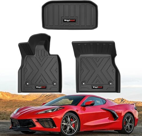 لملحقات 2020-2025 2026 Chevy Corvette C8 الحصير الأرضية وحصائر البضائع الأمامية والخلفية مجموعة كاملة من TPE للحماية من جميع الأحوال الجوية (مجموعة كاملة) in Kuwait