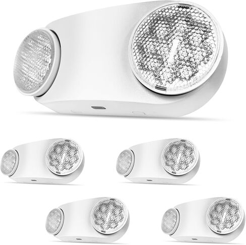 4PK LED Emergency Lights, Commercial Emergency Lighting for Business, Power Outages, Offices, with Backup Battery (90 Minutes), Wall Mount, Hard Wired, 120-277V, Fire Resistant (94V-0) UL White in Saudi Arabia