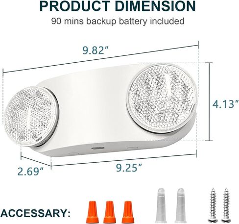 4PK LED Emergency Lights, Commercial Emergency Lighting for Business, Power Outages, Offices, with Backup Battery (90 Minutes), Wall Mount, Hard Wired, 120-277V, Fire Resistant (94V-0) UL White in Saudi Arabia