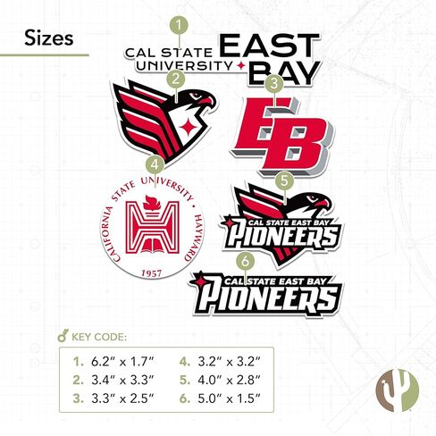 Desert Cactus Cal State East Bay Sticker University California Pioneers CSUEB Sticker Vinyl Decals Laptop Water Bottle Car Scrapbook T2 (Type 2-2) in Saudi Arabia