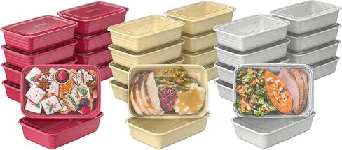 Bentgo Prep 60-Piece Meal Prep Kit - Reusable PFAS & BPA-Free Food Containers, 1-Compartment, 2-Compartment, & 3-Compartments - Microwave, Freezer, & Dishwasher Safe (Gleam Metallics) in Saudi Arabia