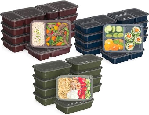 Bentgo Prep 60-Piece Meal Prep Kit - Reusable PFAS & BPA-Free Food Containers, 1-Compartment, 2-Compartment, & 3-Compartments - Microwave, Freezer, & Dishwasher Safe (Gleam Metallics) in Saudi Arabia