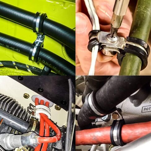 LTI Universal 20 Pack 1 inch Stainless Steel Cable Clamp, Rubber Cushioned Insulated Clamp, Metal Clamp, Tube Holder Fastener for Tube, Pipe or Wire Cord Installation (20pcs 1") in Saudi Arabia