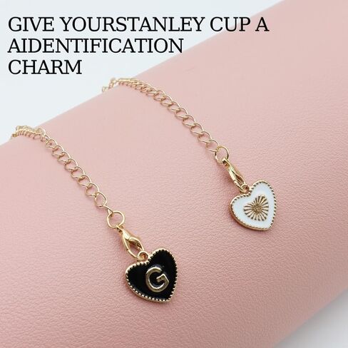 2Pcs Letter Charm Accessories for Stanley Cup,Name ID Initial Letter for Stanley 30&40 oz Tumbler with Handle,Heart Shape & Four Leaf Clover Initial Personalized Identification Charms Chain in Saudi Arabia