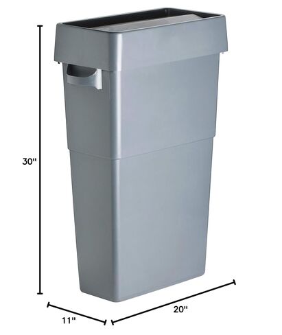 Genuine Joe 23-Gallon Slim Waste Container, 30" x 20" x 11", Gray, 4 Piece in Saudi Arabia
