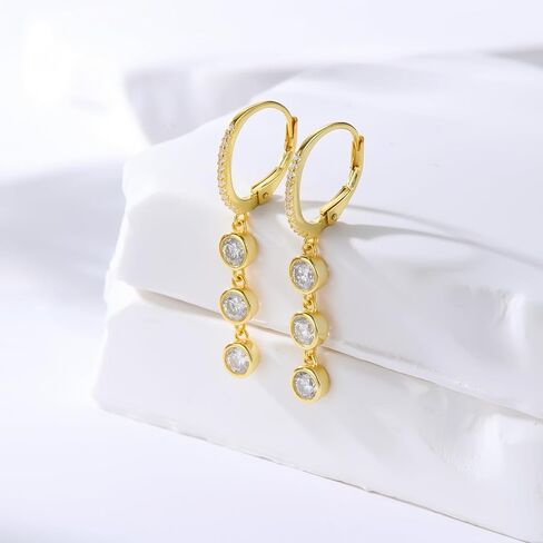 Moissanite Hoop Earrings for women, 925 Sterling Silver Hoop Earrings D Color VVS1 Moissanite Dangle Drop Earrings for Women Hypoallergenic Jewelry Gifts in Saudi Arabia