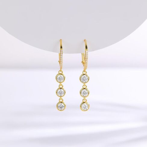 Moissanite Hoop Earrings for women, 925 Sterling Silver Hoop Earrings D Color VVS1 Moissanite Dangle Drop Earrings for Women Hypoallergenic Jewelry Gifts in Saudi Arabia