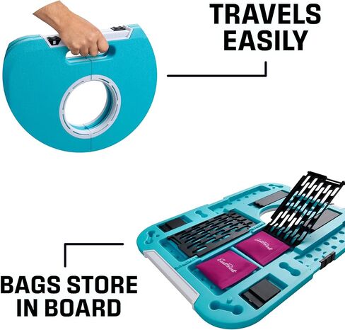 EastPoint Light-Up Cornhole Board Set - Turquoise/White 23.5x18in - Foldable for Camping Accessories & Beach Fun - Built-in LEDs for Backyard & Lawn Games - Effortless Bean Bag Toss & Yard Games in Saudi Arabia