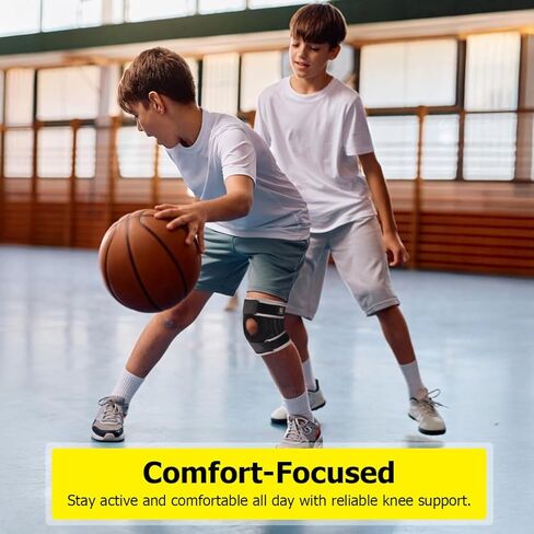 HUEGLO Kids Knee Brace Osgood Schlatter Youth لألم الركبة، دعم الركبة المضغوط القابل للتعديل مع مثبتات جانبية للرياضة، التهاب المفاصل، الرضفة، تمزق الغضروف المفصلي، ACL، دعامة الركبة الصغيرة جدًا للأولاد والبنات، أسود/رمادي in Kuwait