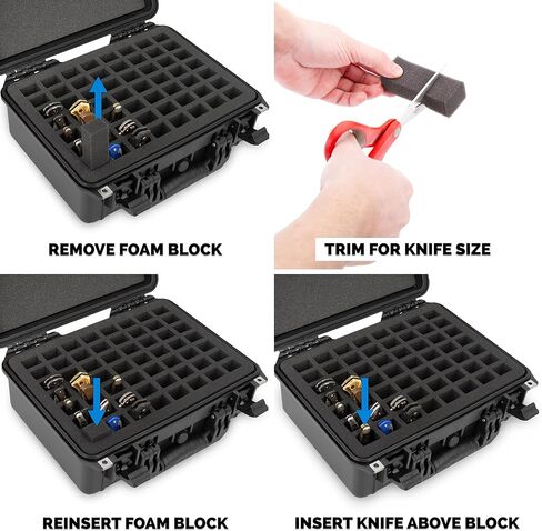 CASEMATIX 56 Folding Knife Case - Waterproof Pocket Knife Holder and Knife Box Organizer Fits 56 Folding Knives, Swiss Army Knives & More Up To 5.5" Folded in Lockable Knife Storage Case in Saudi Arabia