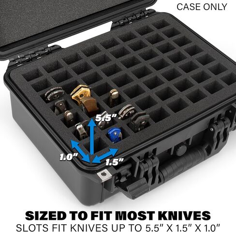 CASEMATIX 56 Folding Knife Case - Waterproof Pocket Knife Holder and Knife Box Organizer Fits 56 Folding Knives, Swiss Army Knives & More Up To 5.5" Folded in Lockable Knife Storage Case in Saudi Arabia