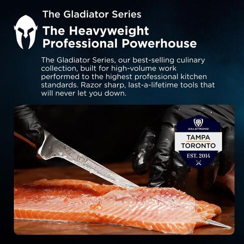 Dalstrong Fillet Knife - 7 inch Flexible Blade - Gladiator Series Elite - High Carbon German Steel - Black G10 Handle Boning Knife - w/Two Sheaths - Razor Sharp Kitchen Knife Gift - NSF Certified in Saudi Arabia