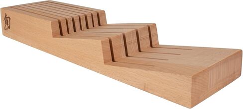 Shun Drawer Knife Tray, 7 Slot Wooden Knife Holder, Genuine Beechwood, Kitchen Storage for Professional and Home Chefs in Saudi Arabia