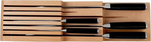 Shun Drawer Knife Tray, 7 Slot Wooden Knife Holder, Genuine Beechwood, Kitchen Storage for Professional and Home Chefs in Saudi Arabia