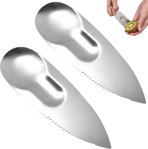 2 Pack Kiwi Spoon Knife, 2-in-1 Stainless Steel Fruit Cutter & Peeler - Multi-Use Kitchen & Travel Utensil in Saudi Arabia