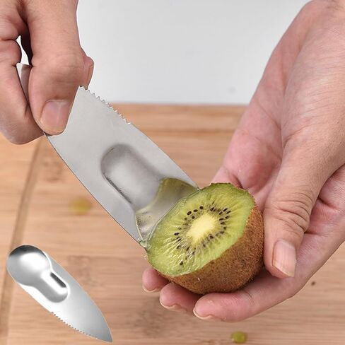 2 Pack Kiwi Spoon Knife, 2-in-1 Stainless Steel Fruit Cutter & Peeler - Multi-Use Kitchen & Travel Utensil in Saudi Arabia